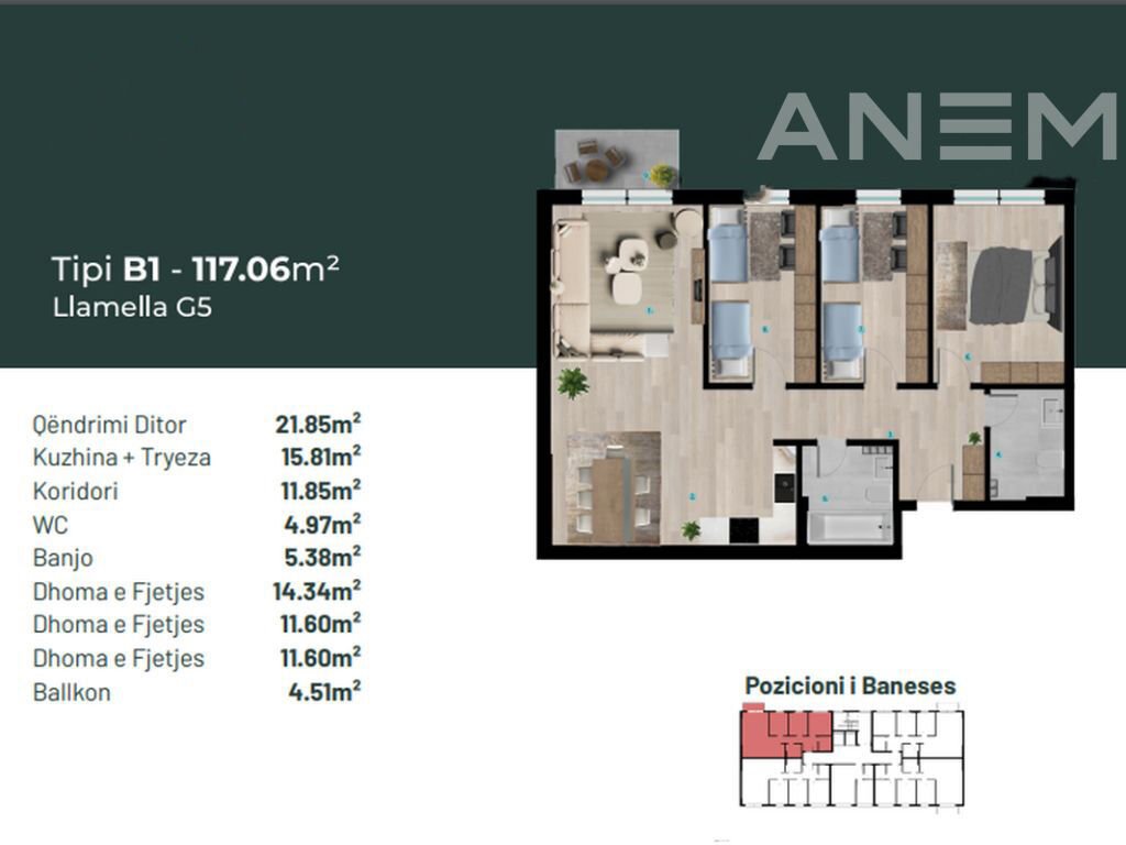 Banesë në shitje 117.06m² në lagjen Prishtina e Re