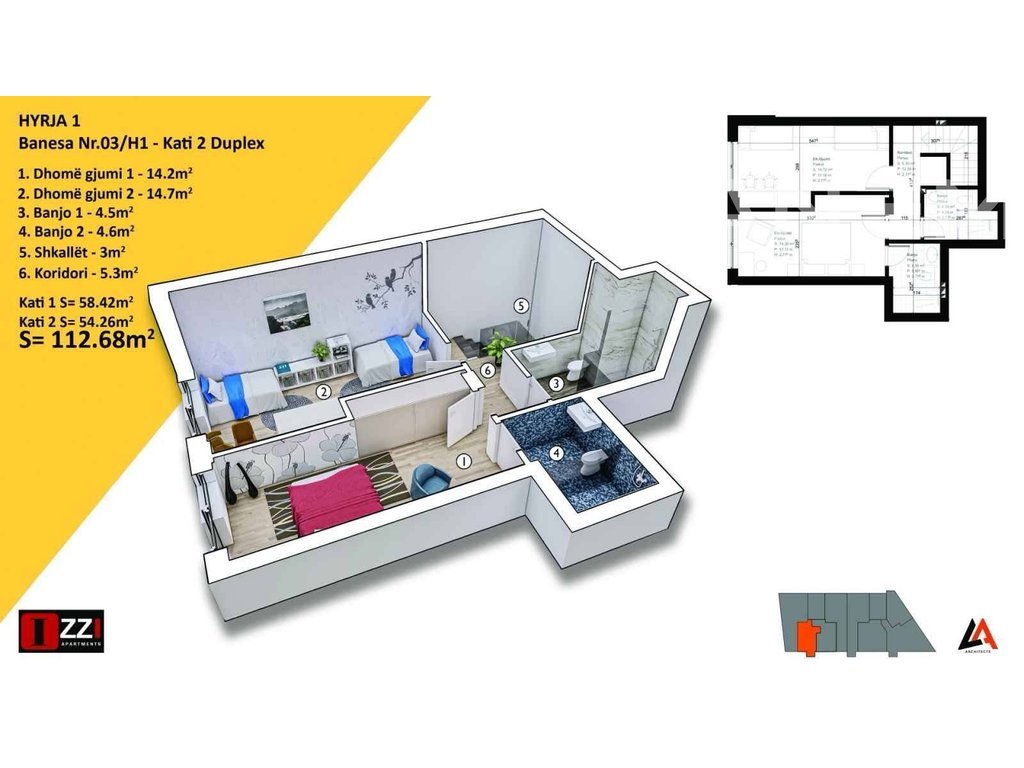 Duplex në shitje 112.68m² te Rruga C
