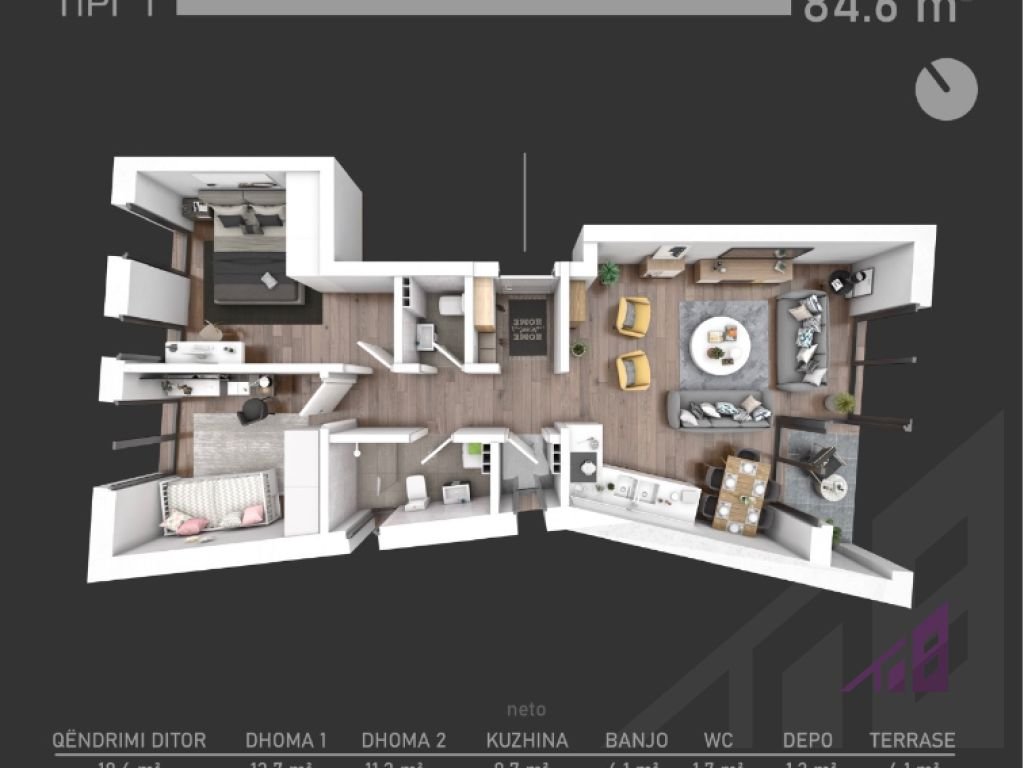 Banese per shitje 84.6m2 ne Tophane